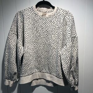 Calia by Carrie Underwood cream and black polka dot drop shoulder oversized S